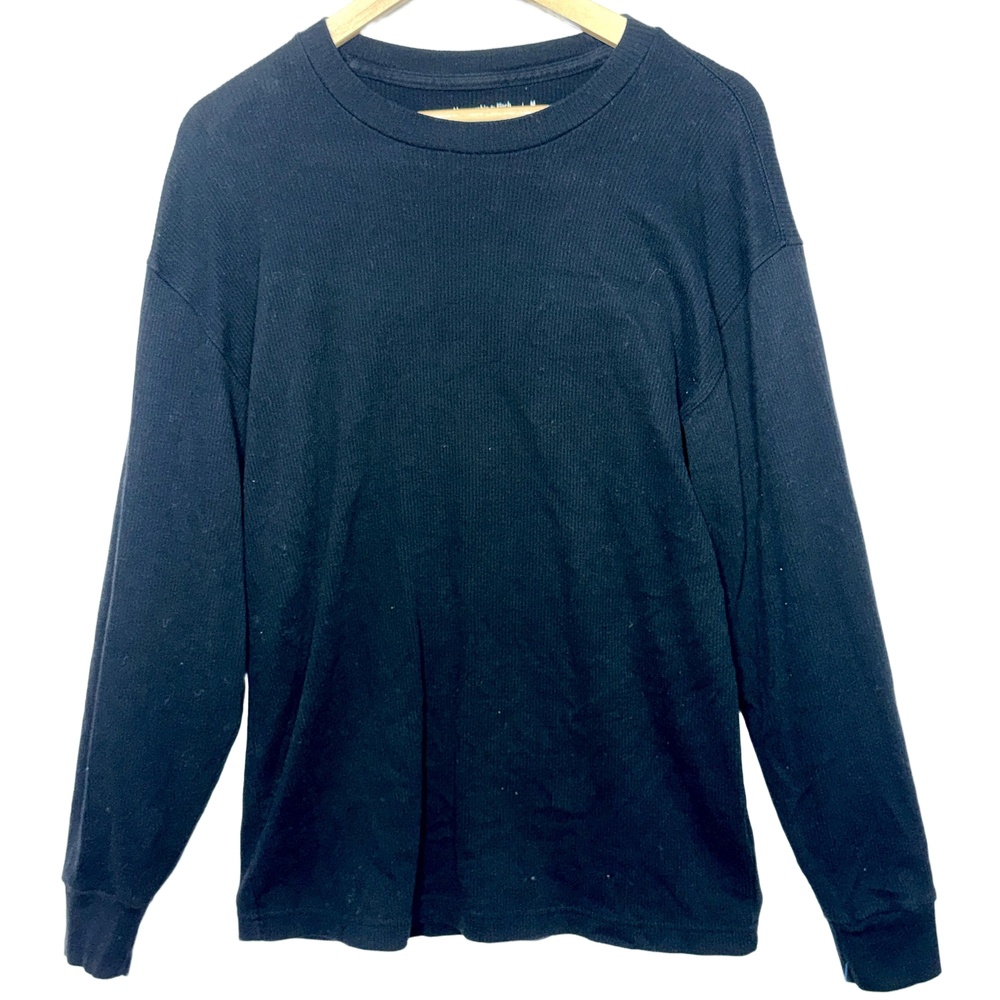 Abercrombie & Fitch Soft AF Relaxed Black Knit Crew Neck Long Sleeve Tee Shirt M